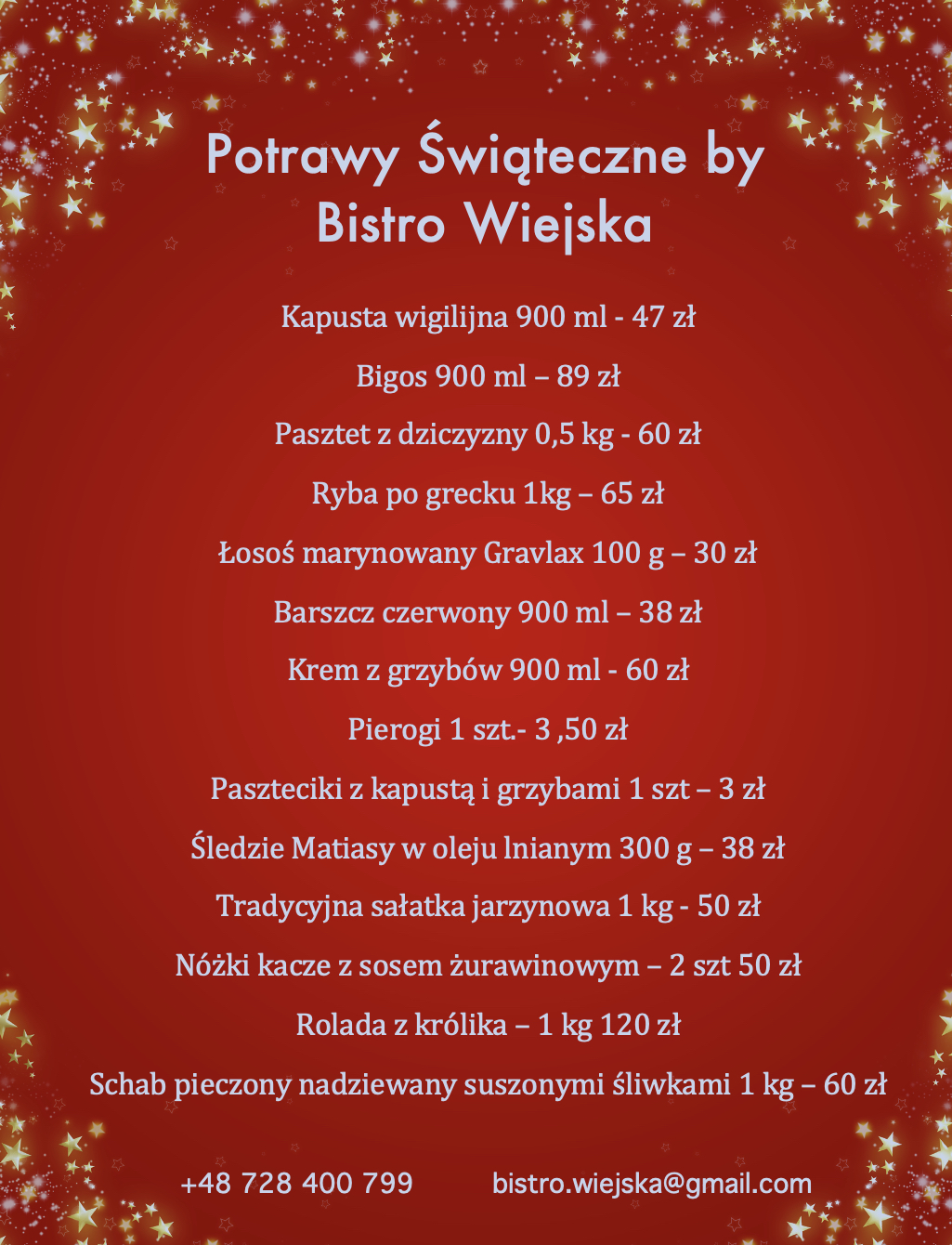 Bistro menu swiateczne grudzien 2022